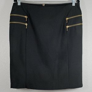 INC International Concepts Black Gold Zipper Detail Skirt